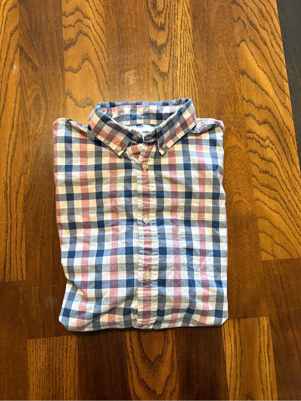 Sonoma Men's Plaid Button-Down Shirt - Blue, Pink & White